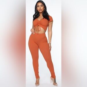 High-Waisted Orange Top and Pants set
